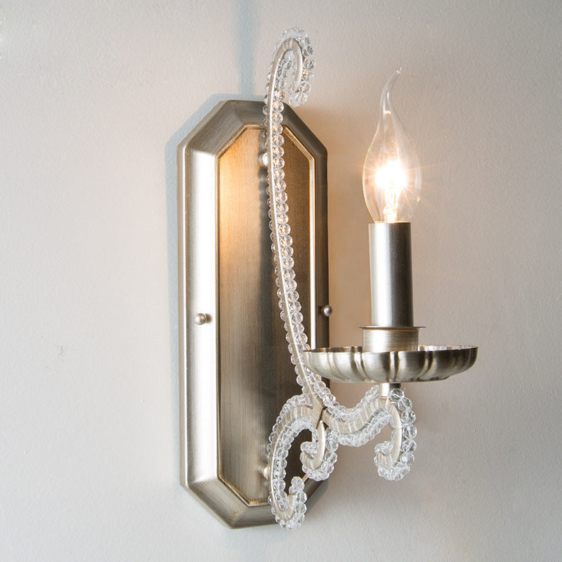 Farmhouse Crystal Iron Curved Wall Lamp