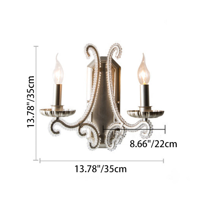 Farmhouse Crystal Iron Curved Wall Lamp