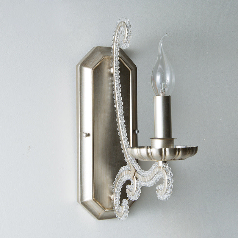Farmhouse Crystal Iron Curved Wall Lamp