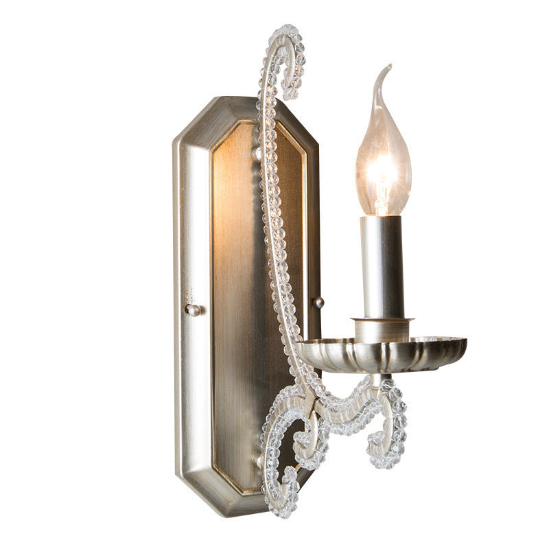 Farmhouse Crystal Iron Curved Wall Lamp