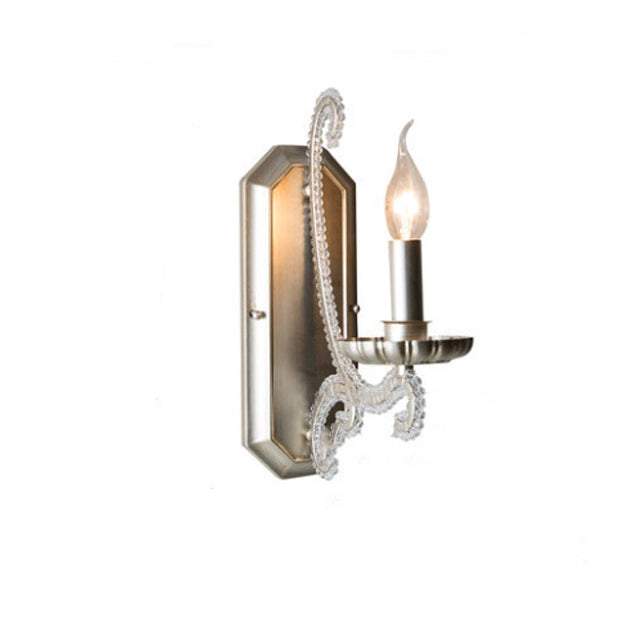 Farmhouse Crystal Iron Curved Wall Lamp