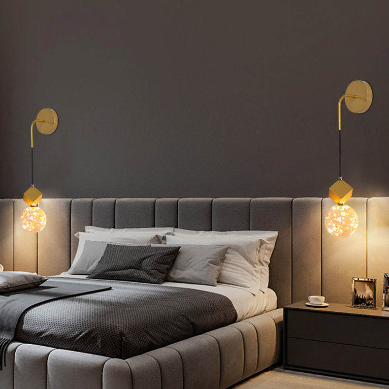 Glass Iron Round Square Wall Lamp