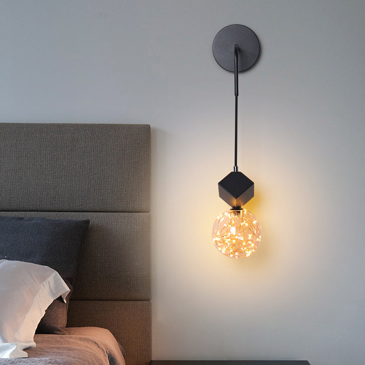 Glass Iron Round Square Wall Lamp