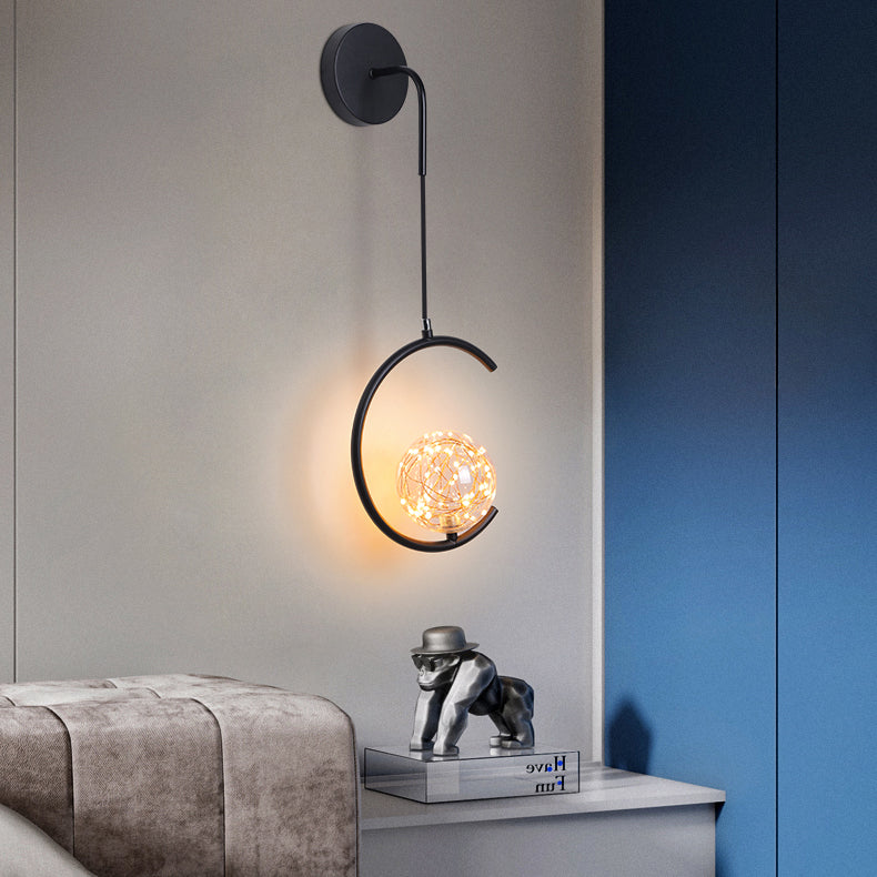 Glass Iron Round Square Wall Lamp