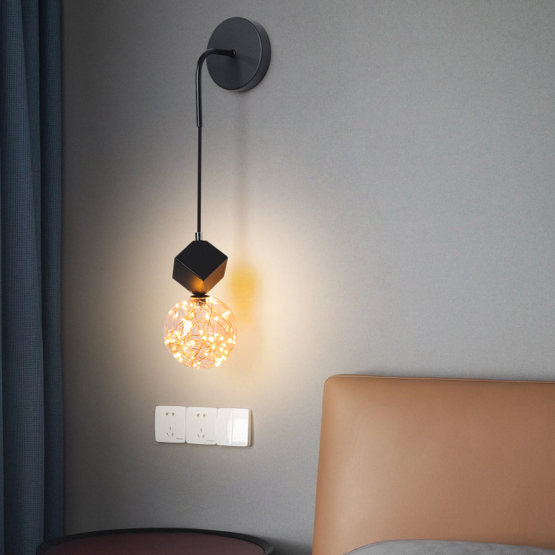 Glass Iron Round Square Wall Lamp