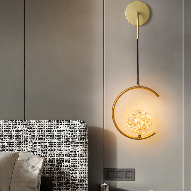 Glass Iron Round Square Wall Lamp