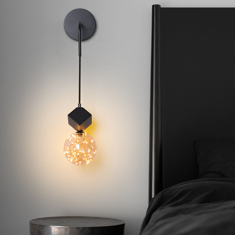 Glass Iron Round Square Wall Lamp