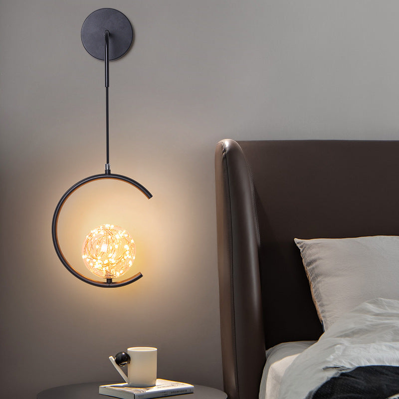 Glass Iron Round Square Wall Lamp
