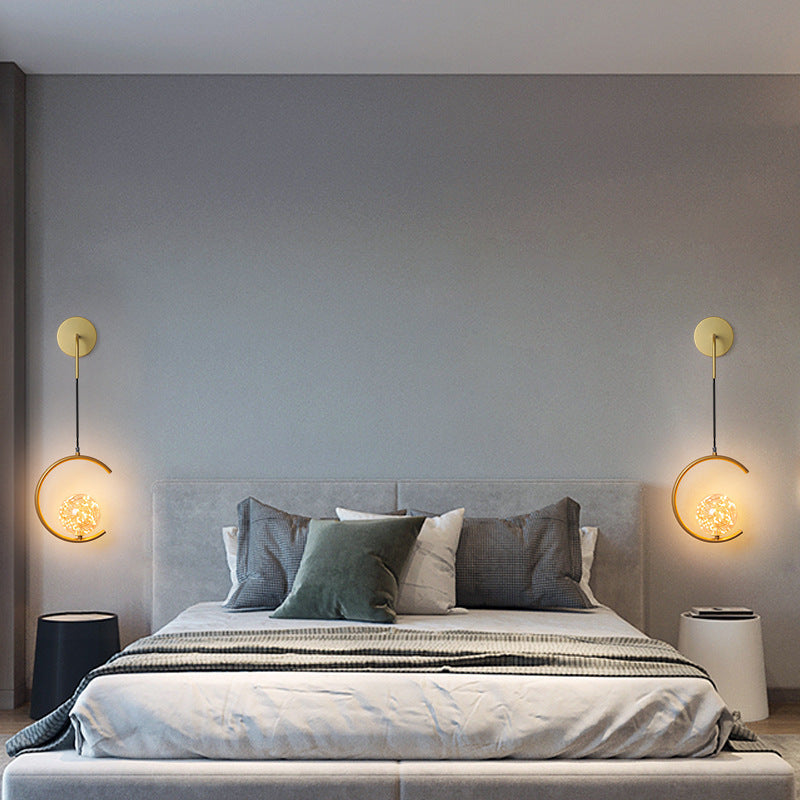 Glass Iron Round Square Wall Lamp