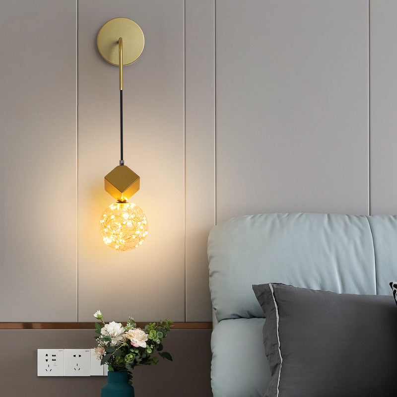 Glass Iron Round Square Wall Lamp