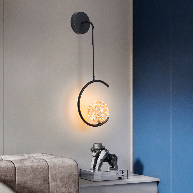 Glass Iron Round Square Wall Lamp