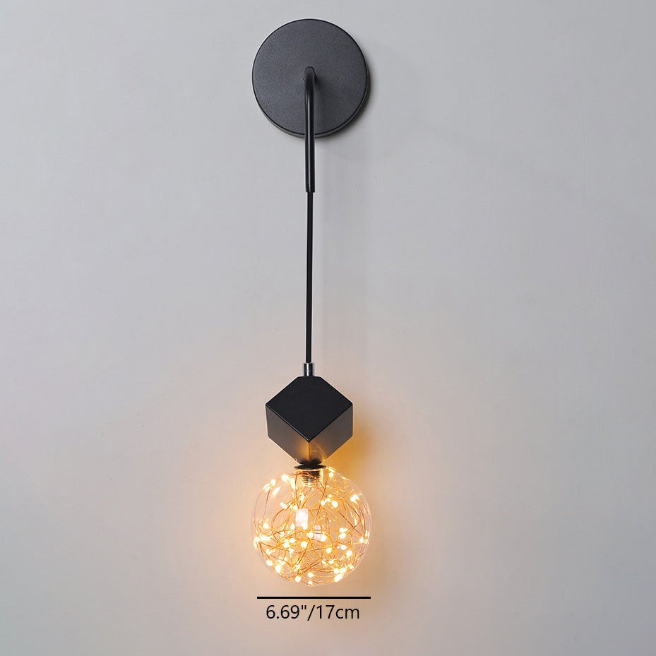 Glass Iron Round Square Wall Lamp