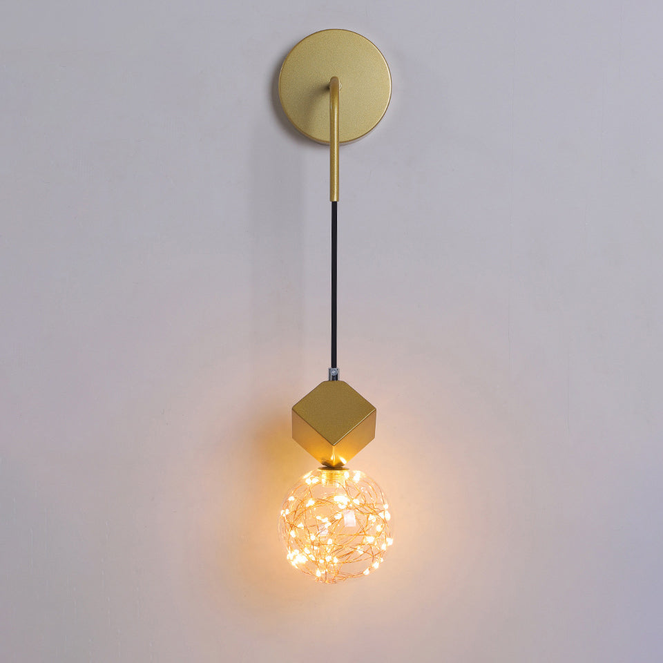 Glass Iron Round Square Wall Lamp