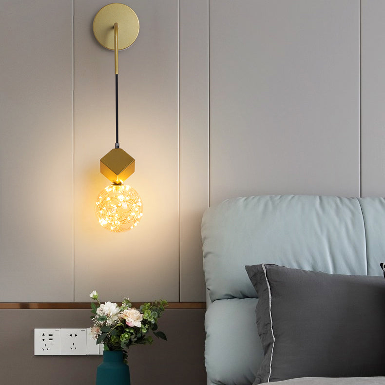 Glass Iron Round Square Wall Lamp