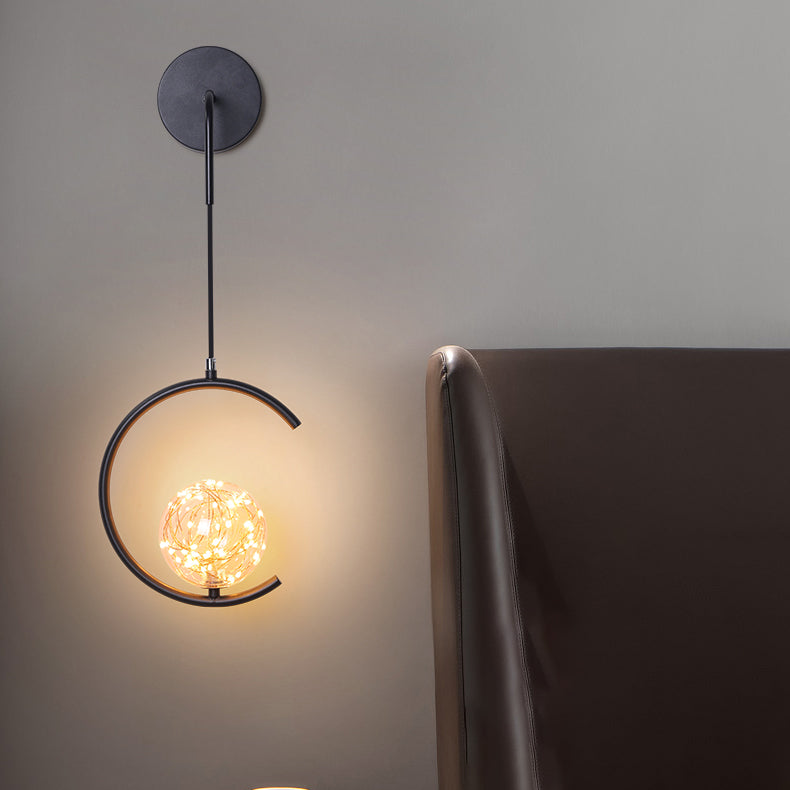 Glass Iron Round Square Wall Lamp