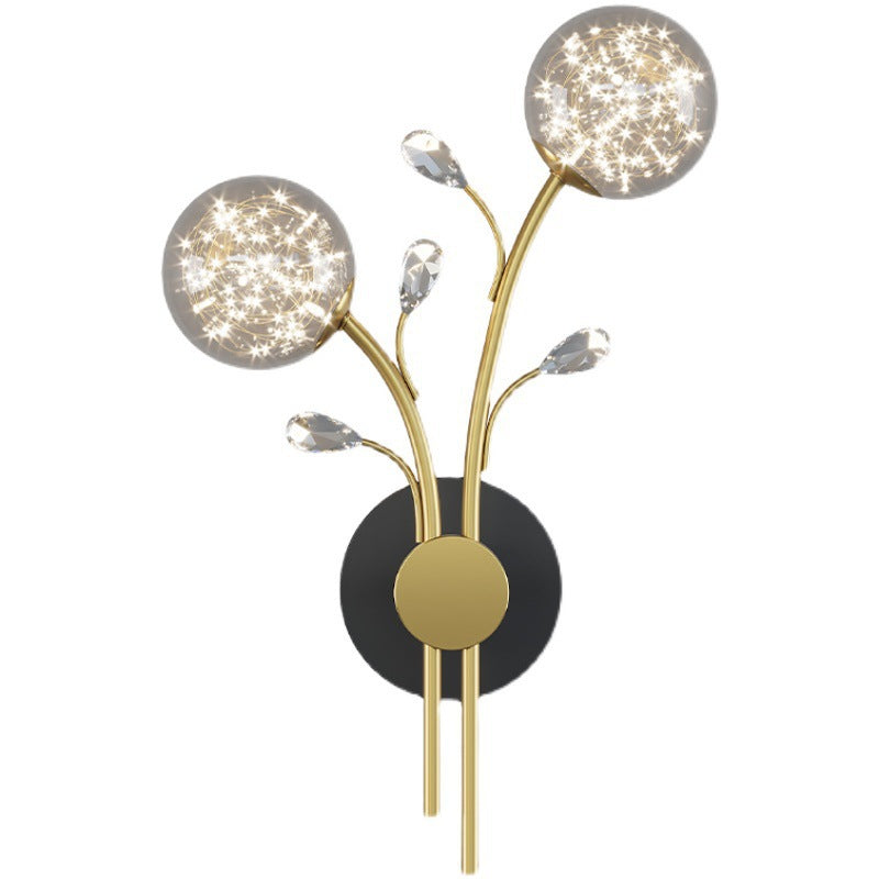 Glass Iron Branch Globe Wall Lamp