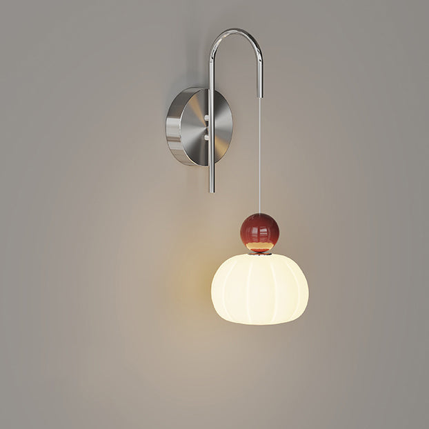 PE Iron Pumpkin-Shaped Bedroom Wall Lamp