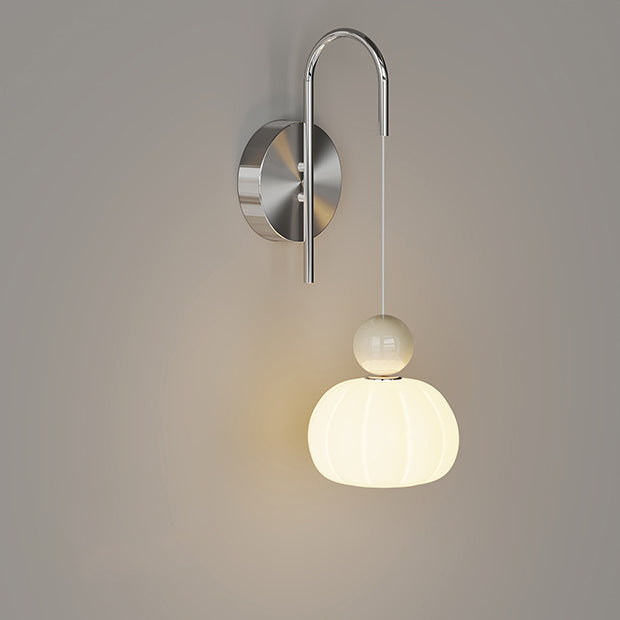 PE Iron Pumpkin-Shaped Bedroom Wall Lamp
