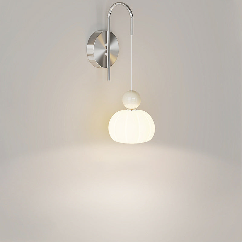 PE Iron Pumpkin-Shaped Bedroom Wall Lamp