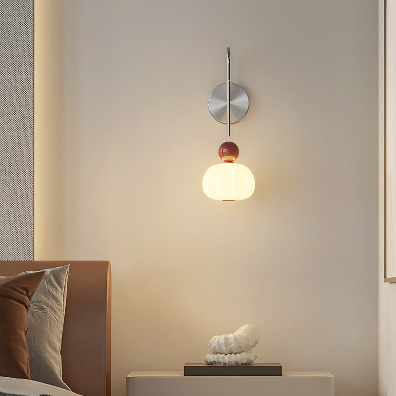 PE Iron Pumpkin-Shaped Bedroom Wall Lamp