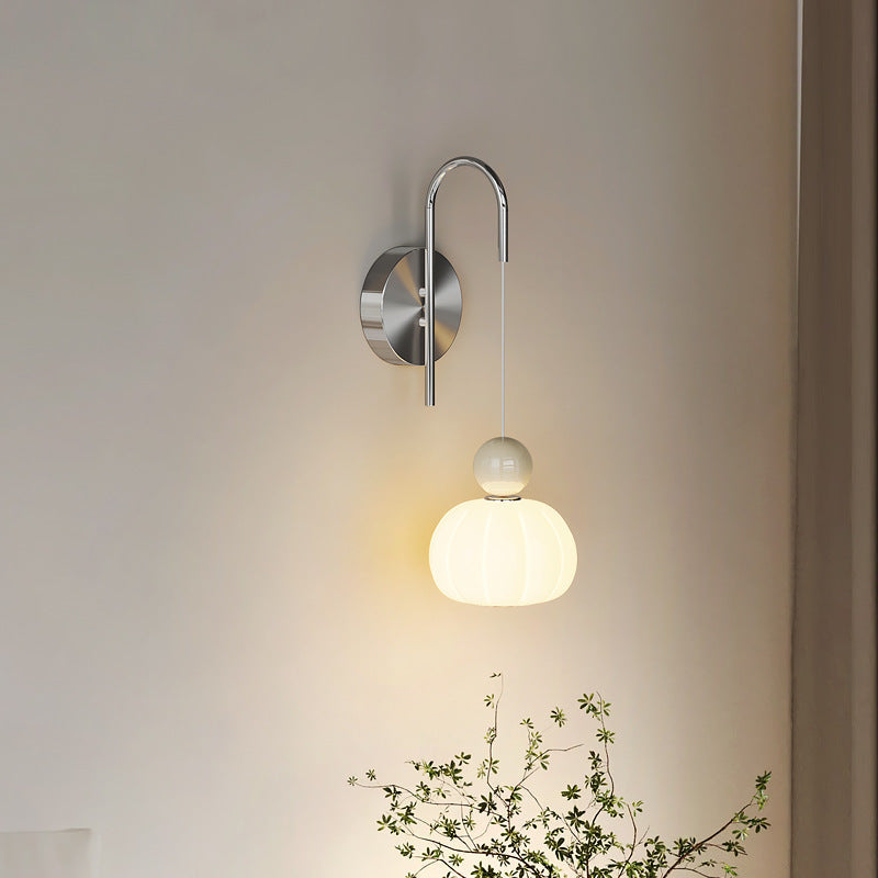PE Iron Pumpkin-Shaped Bedroom Wall Lamp