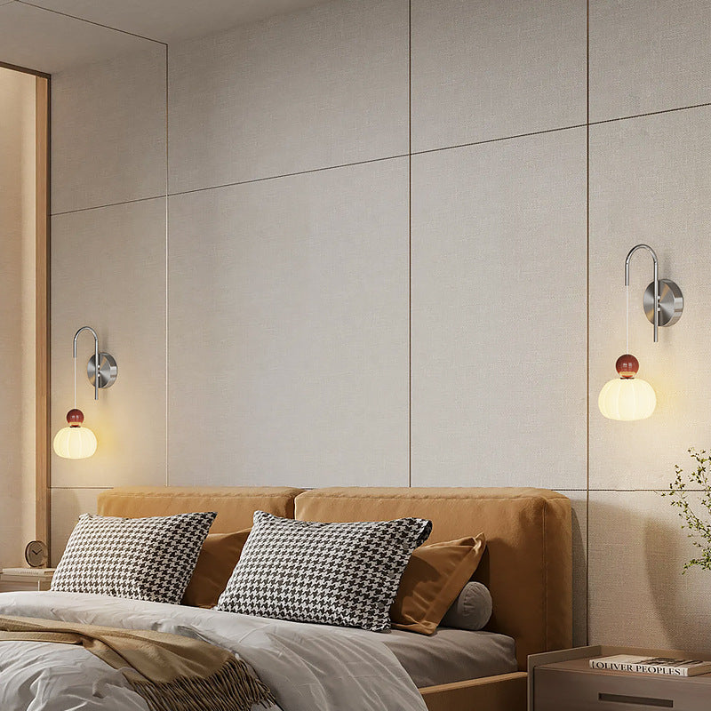 PE Iron Pumpkin-Shaped Bedroom Wall Lamp