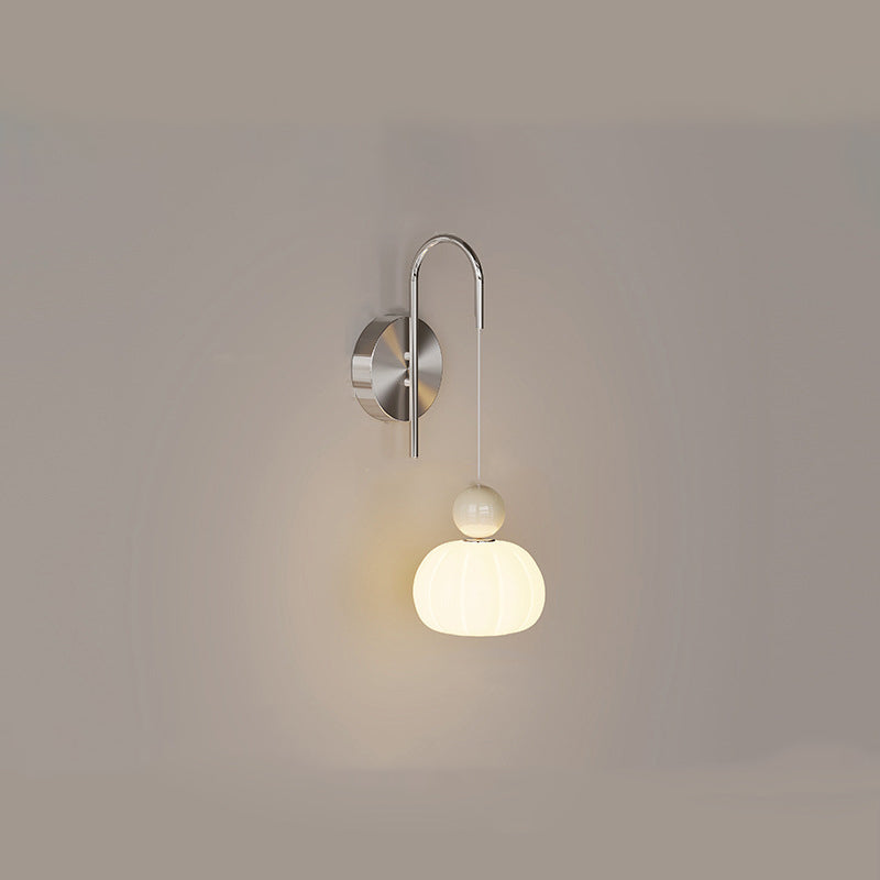 PE Iron Pumpkin-Shaped Bedroom Wall Lamp