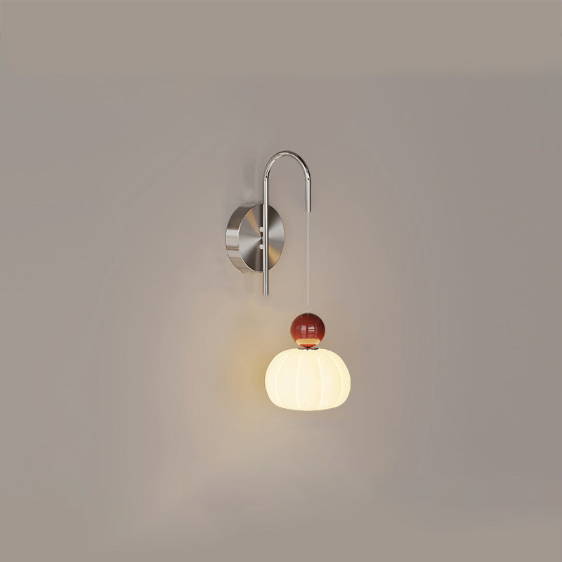 PE Iron Pumpkin-Shaped Bedroom Wall Lamp