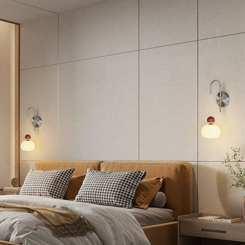 PE Iron Pumpkin-Shaped Bedroom Wall Lamp