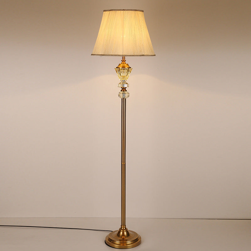 Crystal Fabric Metal Round Floor Lamp