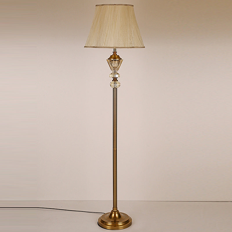 Crystal Fabric Metal Round Floor Lamp