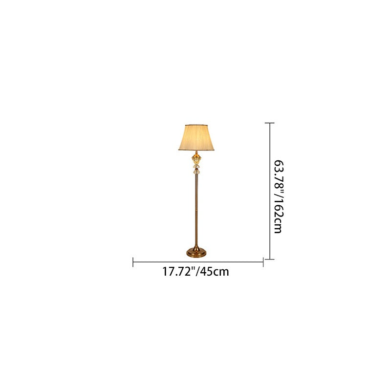 Crystal Fabric Metal Round Floor Lamp