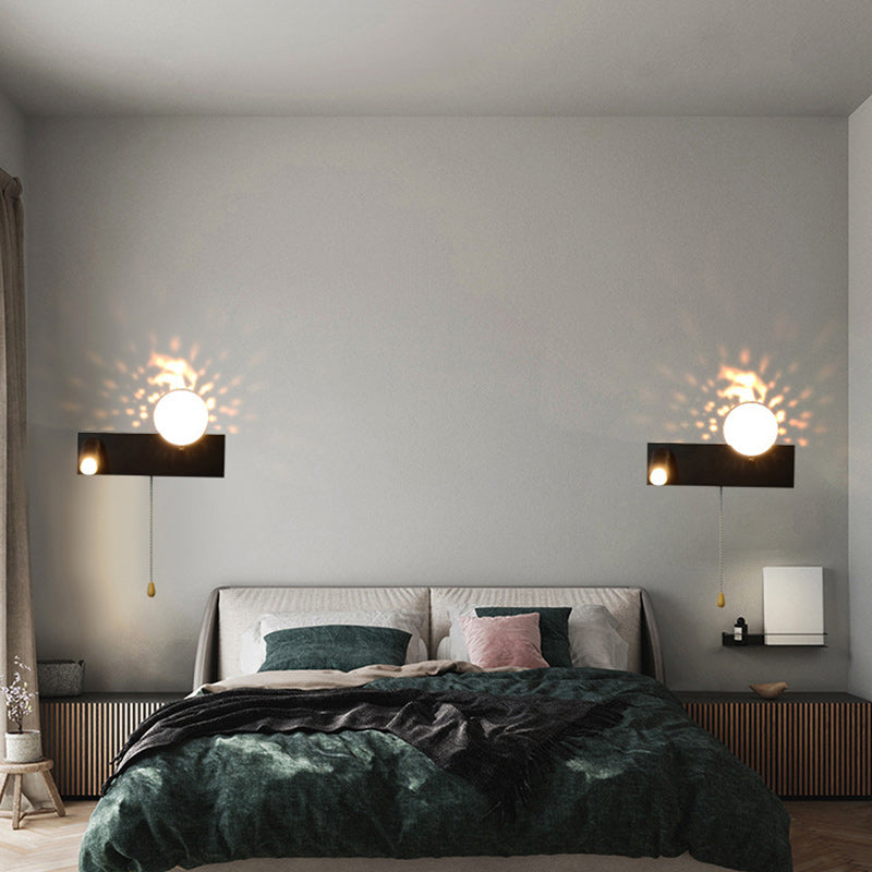PC Iron Globe Rectangle Wall Lamp