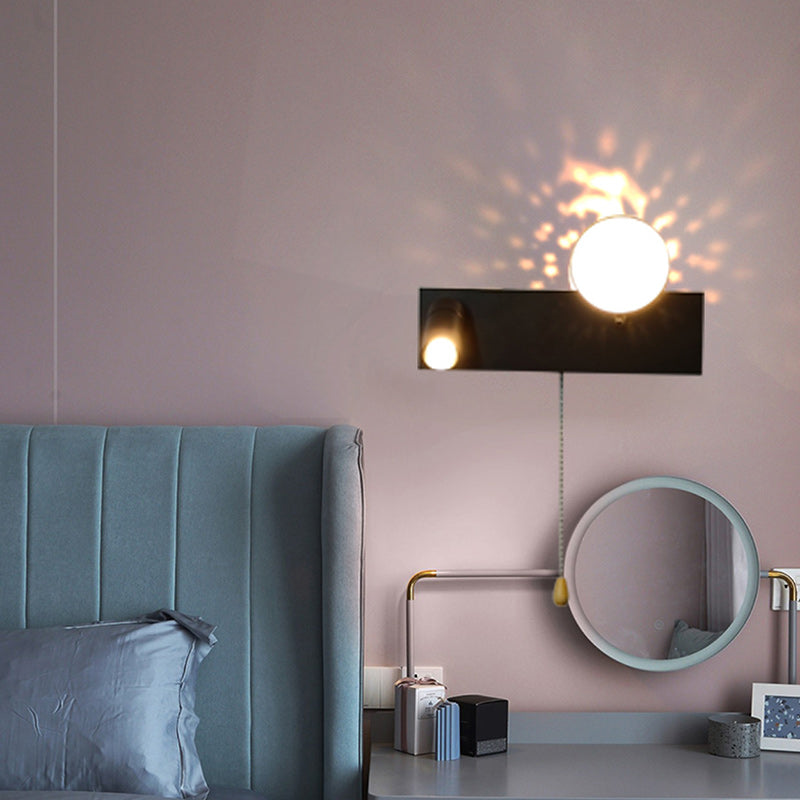 PC Iron Globe Rectangle Wall Lamp
