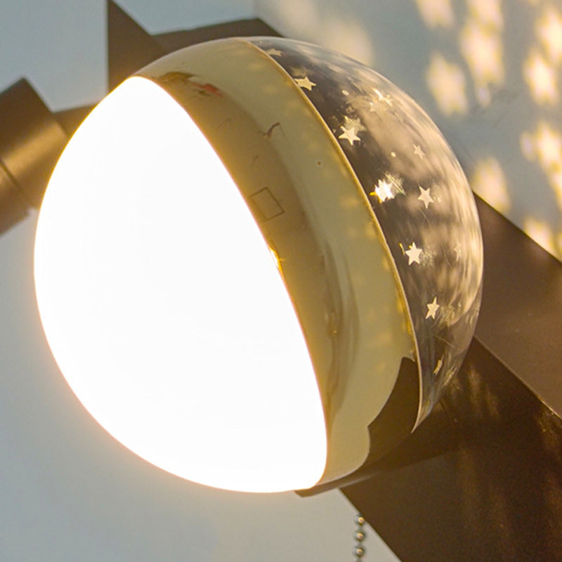 PC Iron Globe Rectangle Wall Lamp