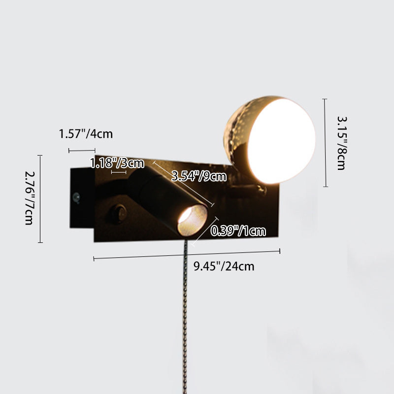 PC Iron Globe Rectangle Wall Lamp