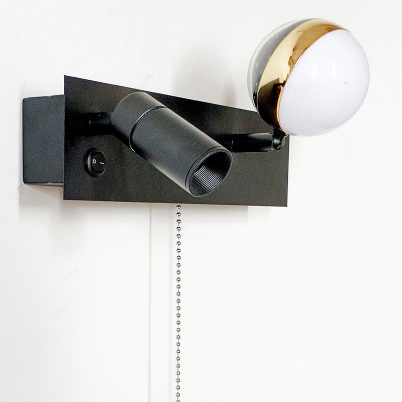 PC Iron Globe Rectangle Wall Lamp