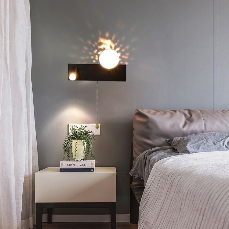 PC Iron Globe Rectangle Wall Lamp