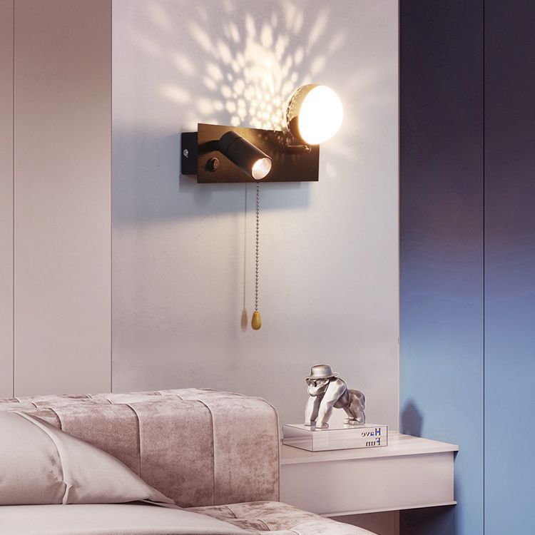 PC Iron Globe Rectangle Wall Lamp
