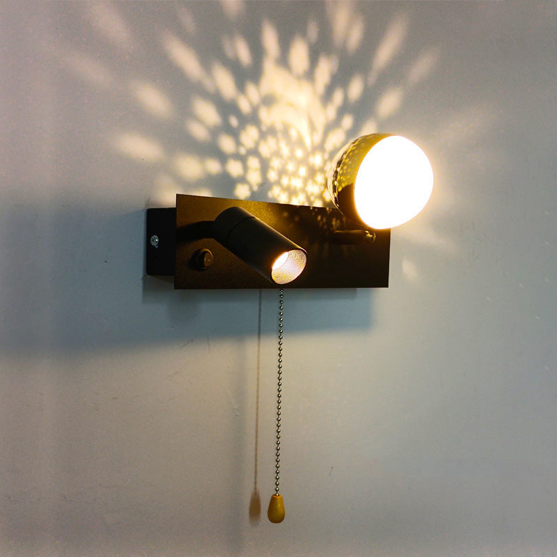 PC Iron Globe Rectangle Wall Lamp