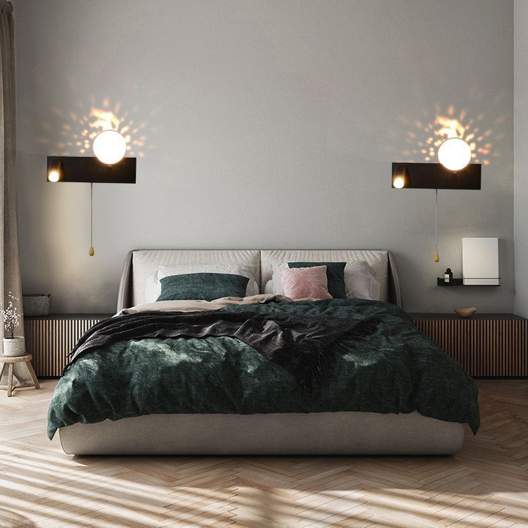 PC Iron Globe Rectangle Wall Lamp