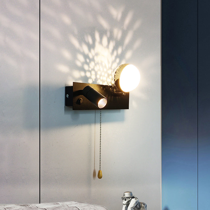 PC Iron Globe Rectangle Wall Lamp