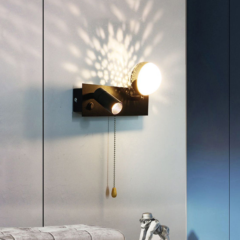 PC Iron Globe Rectangle Wall Lamp