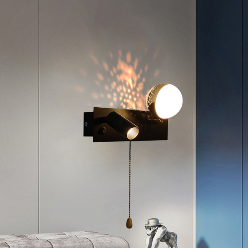 PC Iron Globe Rectangle Wall Lamp