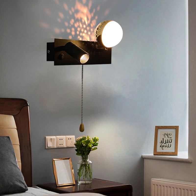PC Iron Globe Rectangle Wall Lamp