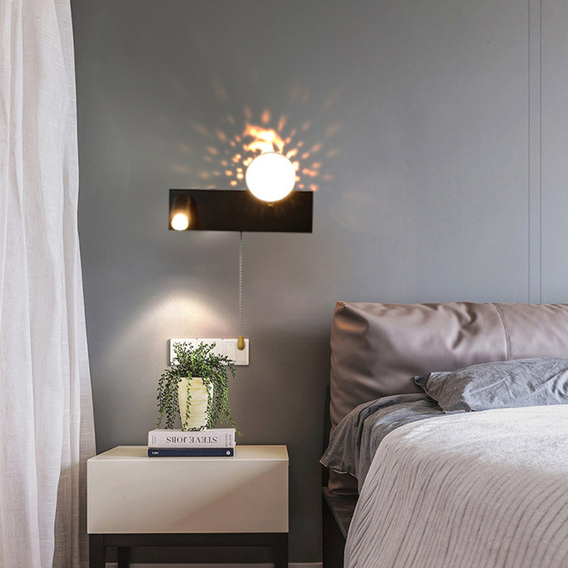 PC Iron Globe Rectangle Wall Lamp