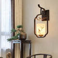 Glass Iron Floral Bird Wall Lamp