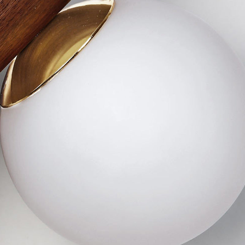Metal Rubberwood Glass Cylinder 2-Light Wall Lamp