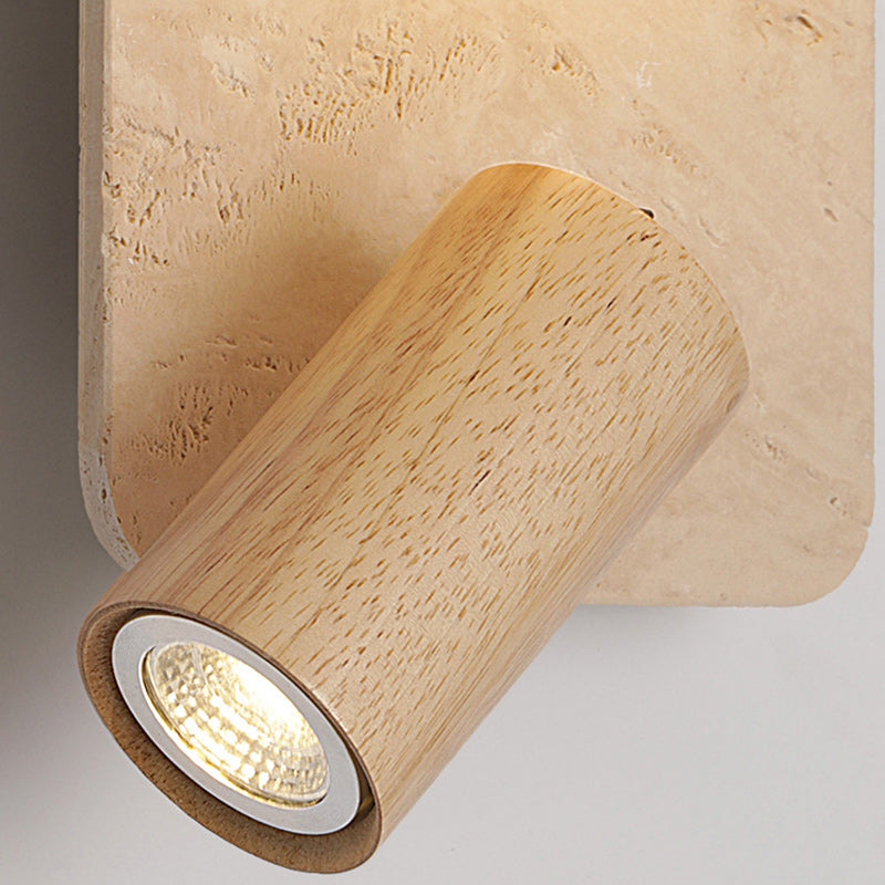 Travertine Solid Wood Glass 2-Light Wall Lamp