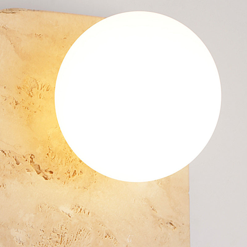 Travertine Solid Wood Glass 2-Light Wall Lamp